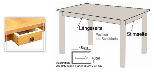 Schublade fr Tisch und Tafel
